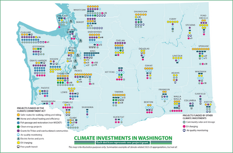 Map view of climate-related projects currently underway